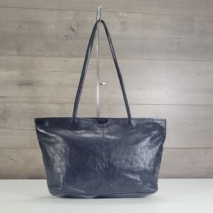 Latico for Anthropologie Leather Navy Tote Bag - Classic Everyday Shoulder Bag